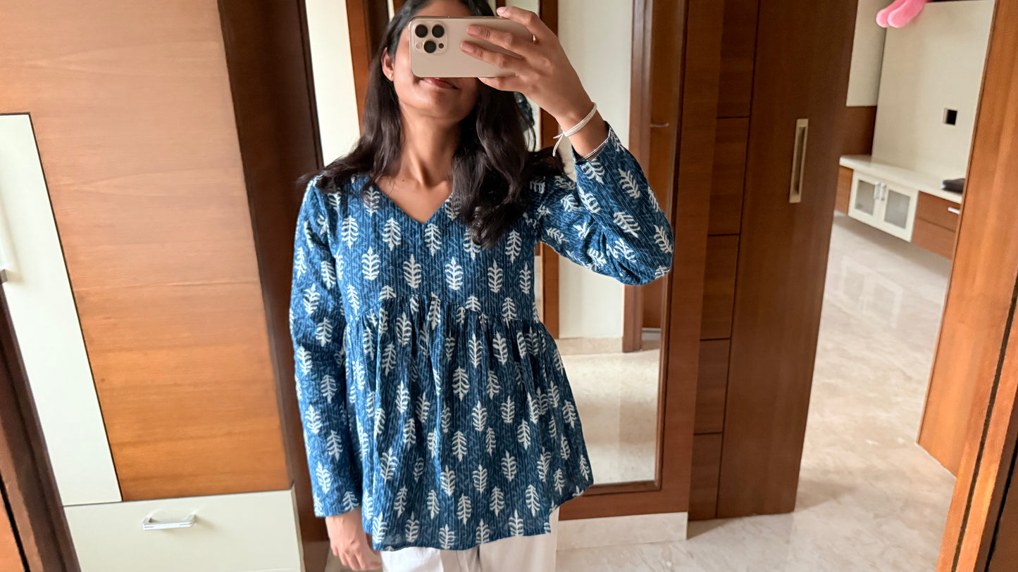 Indigo Fern Peplum Top