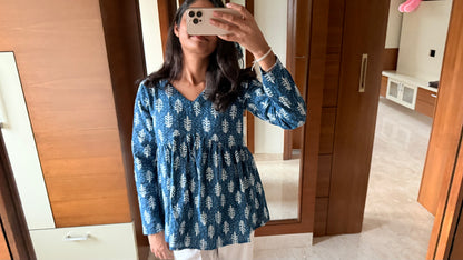 Indigo Fern Peplum Top