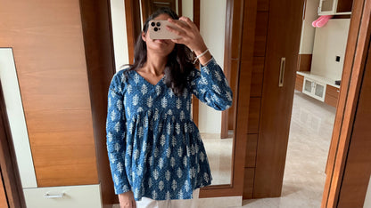 Indigo Fern Peplum Top
