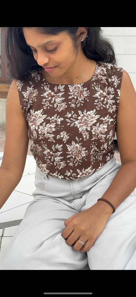 Mocha Bloom Crop Top