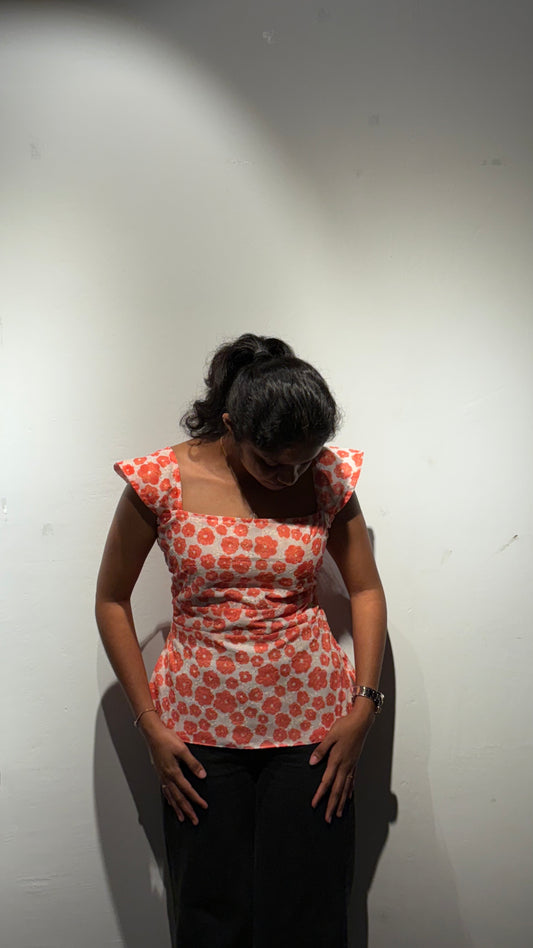 Orange Bloom Peplum Top