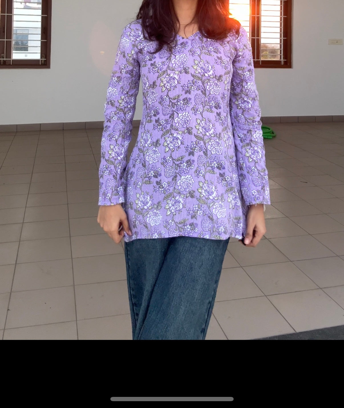 Purple Kantha Short Kurti