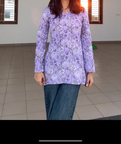 Purple Kantha Short Kurti