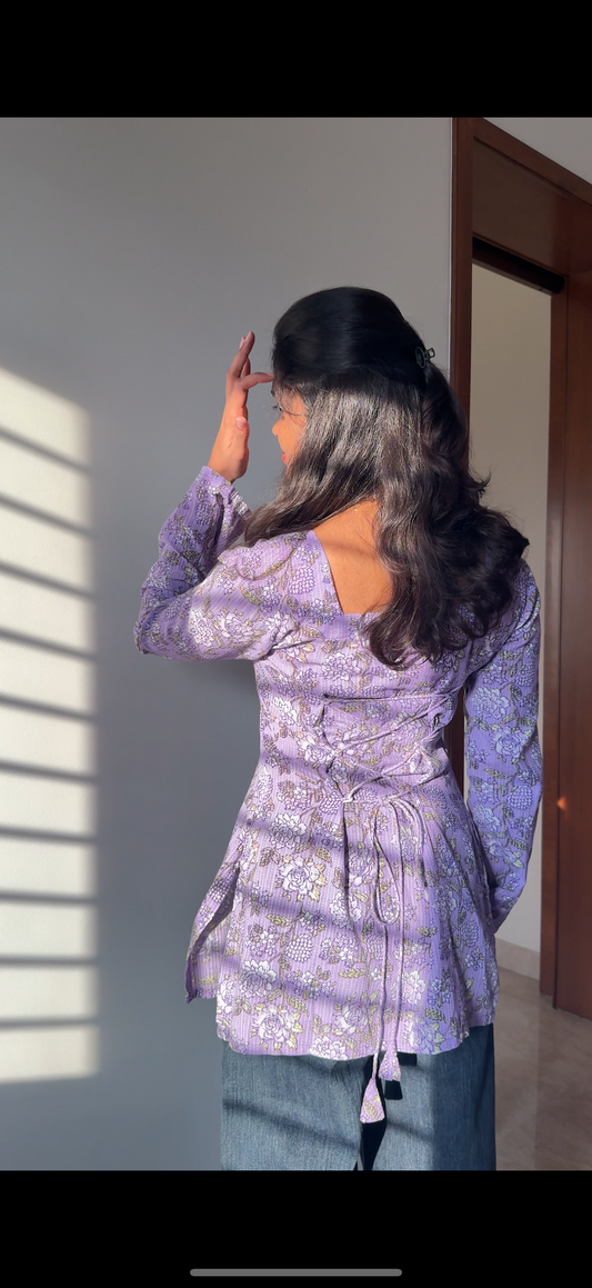 Purple Kantha Short Kurti