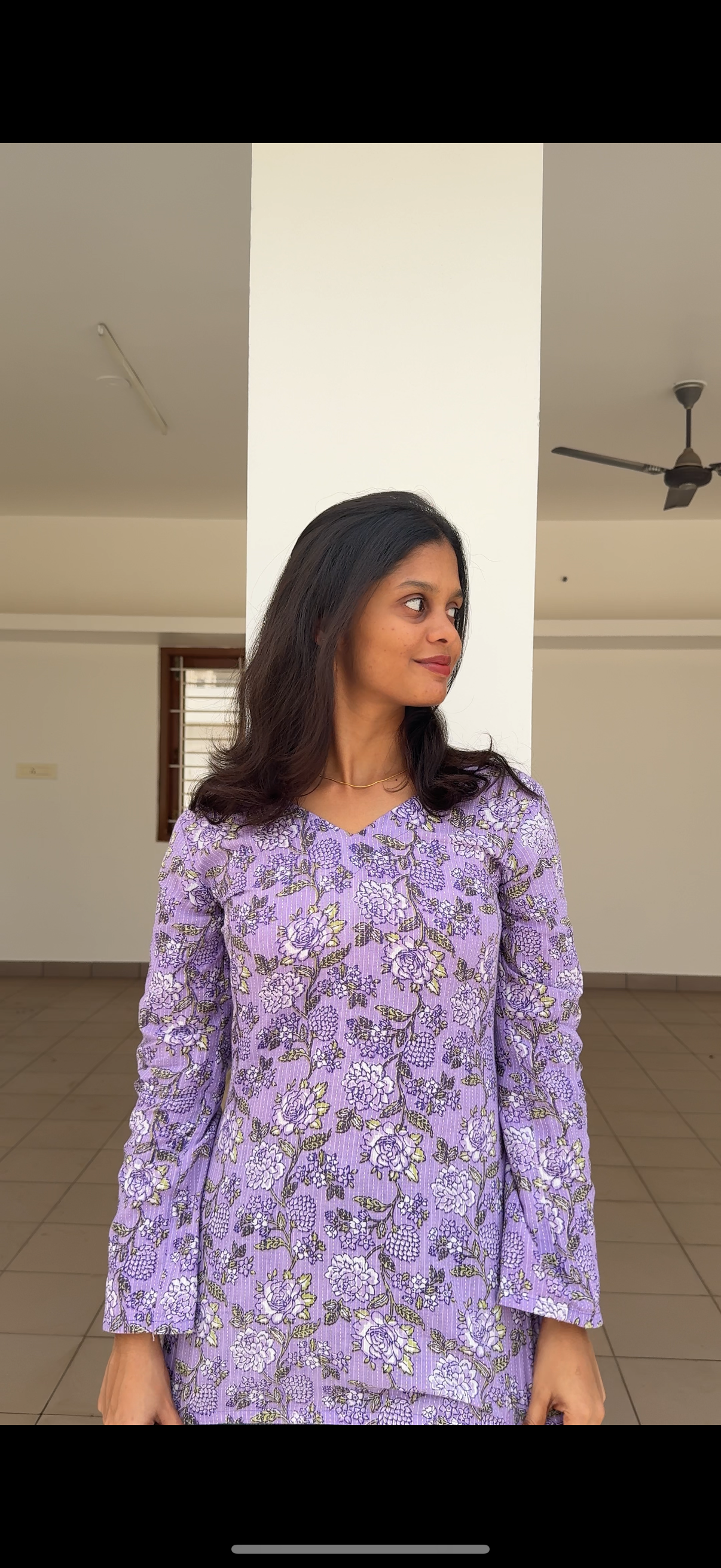 Purple Kantha Short Kurti
