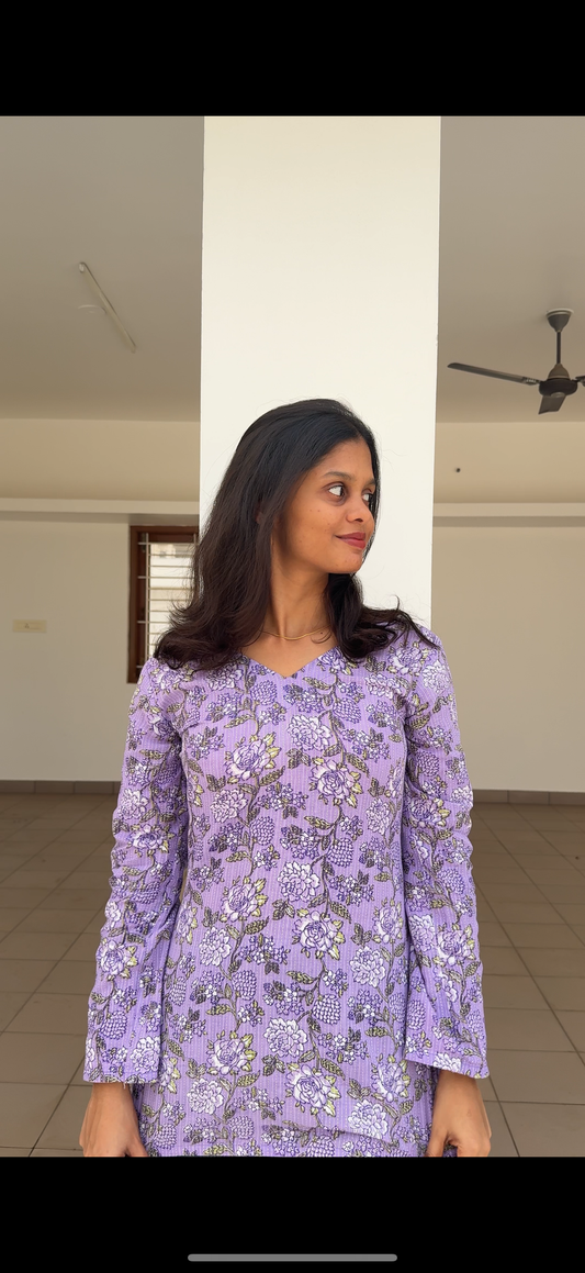 Purple Kantha Short Kurti